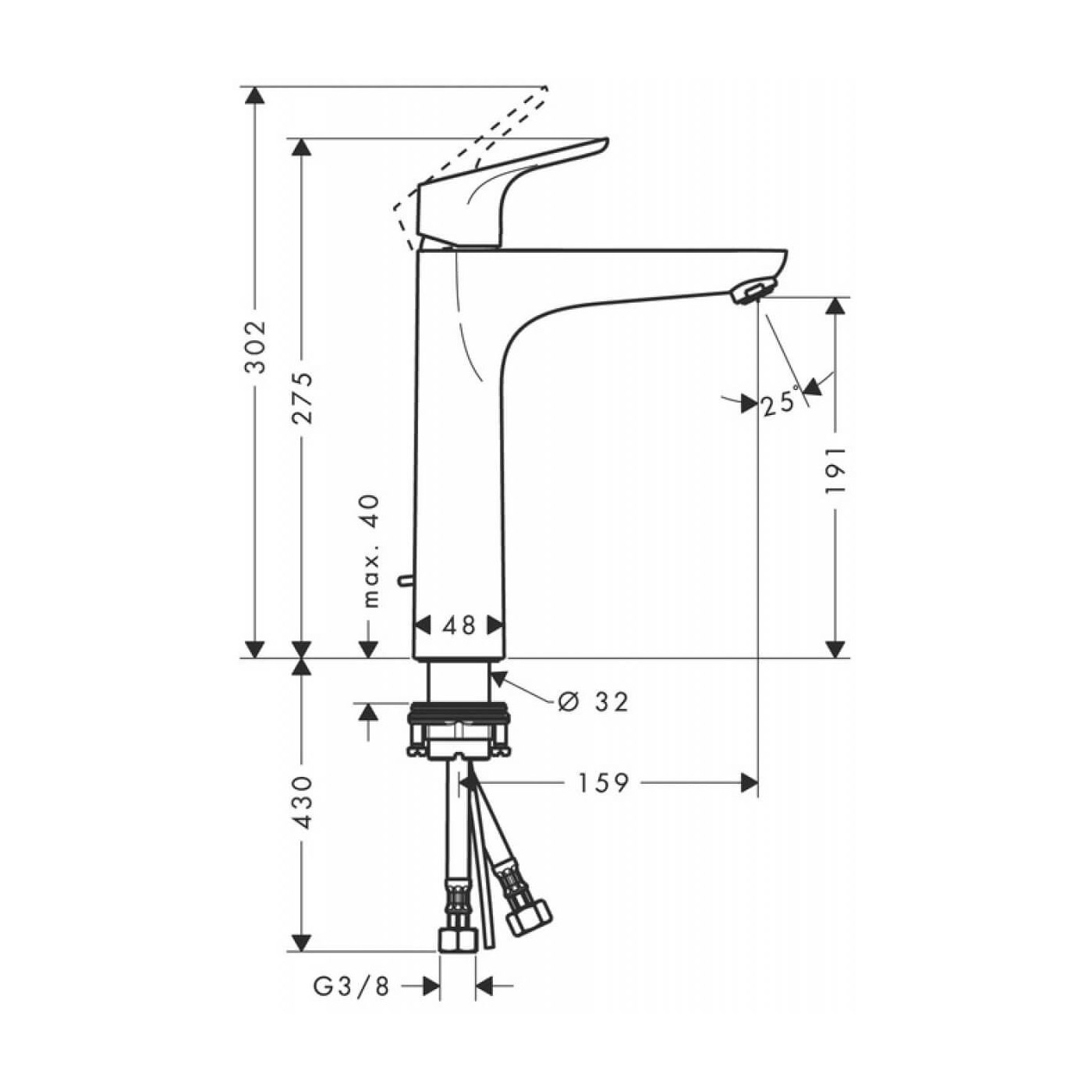 Bateria Umywalkowa Focus 190 Z Kompletem Odpływowym 31608000 Hansgrohe Bateria Umywalkowa Focus 190 Z Kompletem Odpływowym 31608000 Hansgrohe