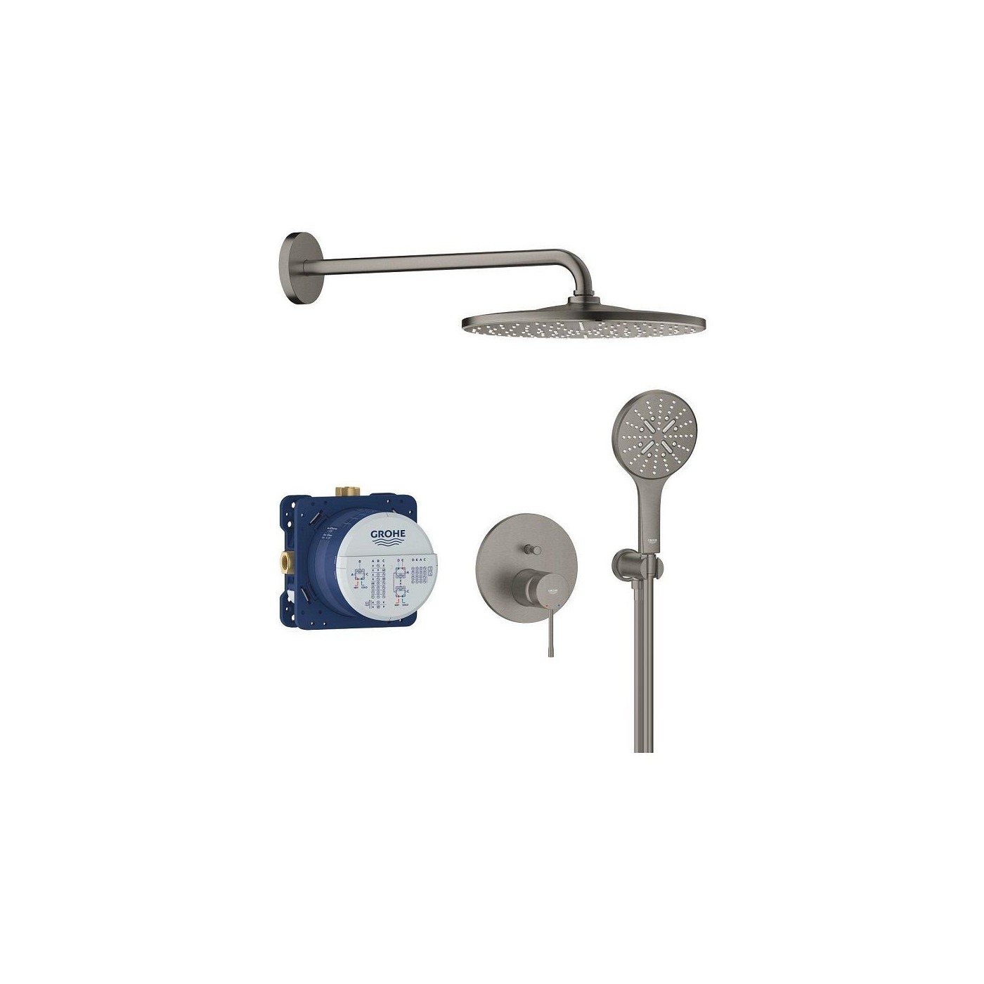Zestaw Prysznicowy Z Deszczownicą Rainshower Mono 311 Essence Brushed Hard Graphite 25287AL0 Grohe Zestaw Prysznicowy Z Deszczownicą Rainshower Mono 311 Essence Brushed Hard Graphite 25287AL0 Grohe