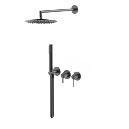 Zestaw Prysznicowy 2-Wyjściowy Z Baterią Podtynkową I Zestawem Natryskowym Ori Gun Metal 080215BN Emporia