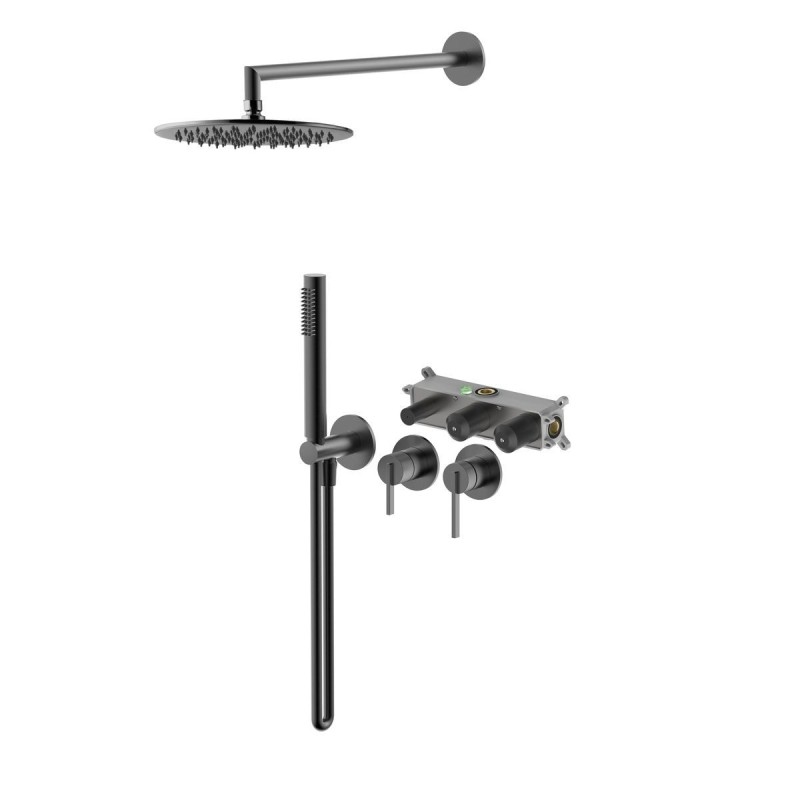 Zestaw Prysznicowy 2-Wyjściowy Z Baterią Podtynkową I Zestawem Natryskowym Ori Gun Metal 080215BN Emporia Zestaw Prysznicowy 2-Wyjściowy Z Baterią Podtynkową I Zestawem Natryskowym Ori Gun Metal 080215BN Emporia