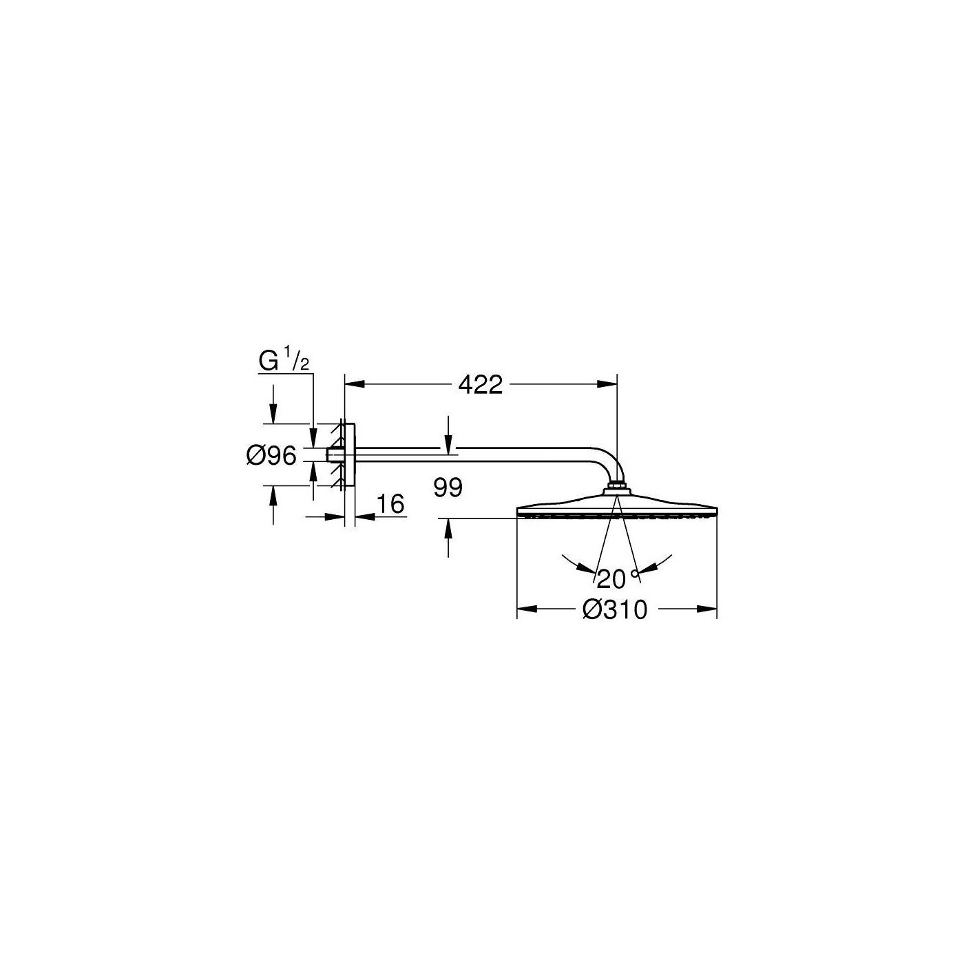 Deszczownica Z Ramieniem 422 mm 1 Strumień Rainshower Mono 310 Brushed Cool Sunrise 26558GN0 Grohe Deszczownica Z Ramieniem 422 mm 1 Strumień Rainshower Mono 310 Brushed Cool Sunrise 26558GN0 Grohe