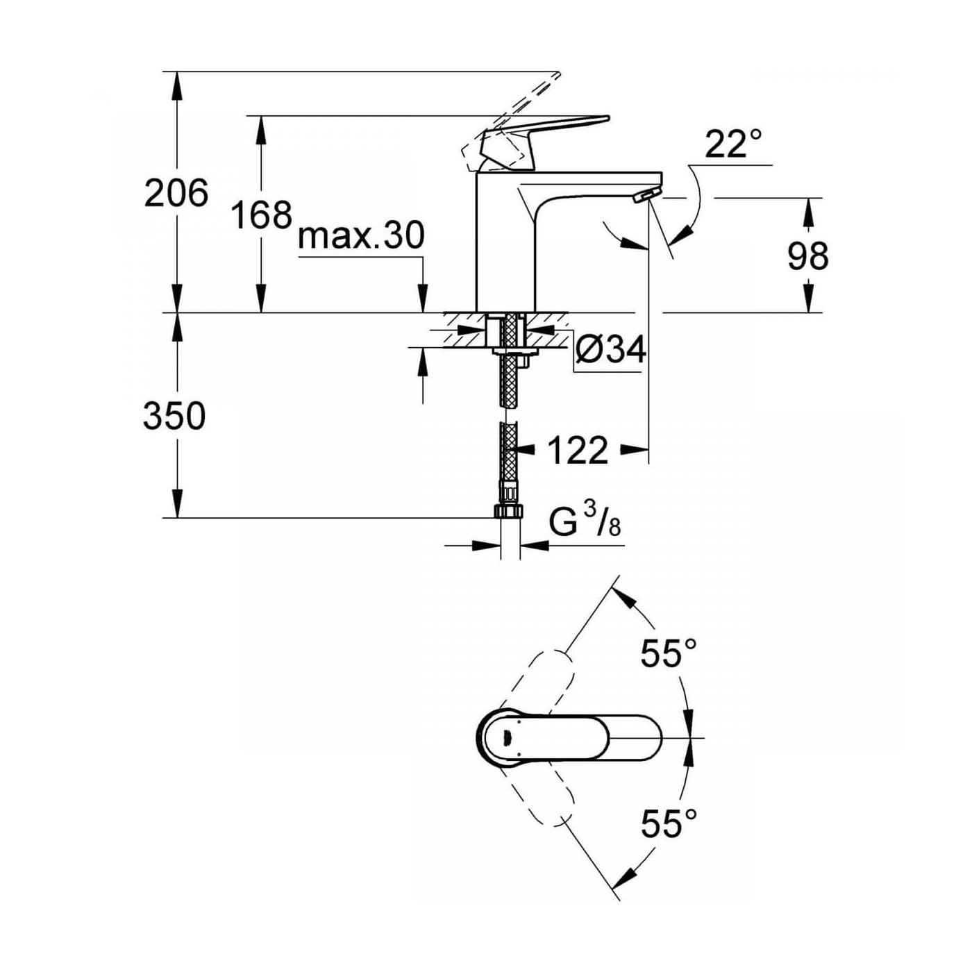 Bateria Umywalkowa Rozmiar M Eurosmart Cosmopolitan 23327000 Grohe Bateria Umywalkowa Rozmiar M Eurosmart Cosmopolitan 23327000 Grohe
