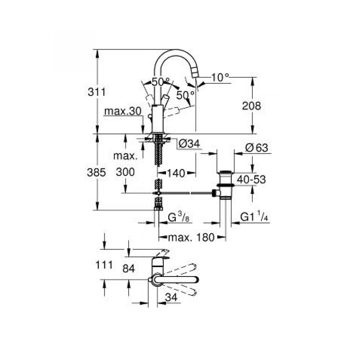 Bateria Umywalkowa Rozmiar L Eurosmart 23537002 Grohe Bateria Umywalkowa Rozmiar L Eurosmart 23537002 Grohe