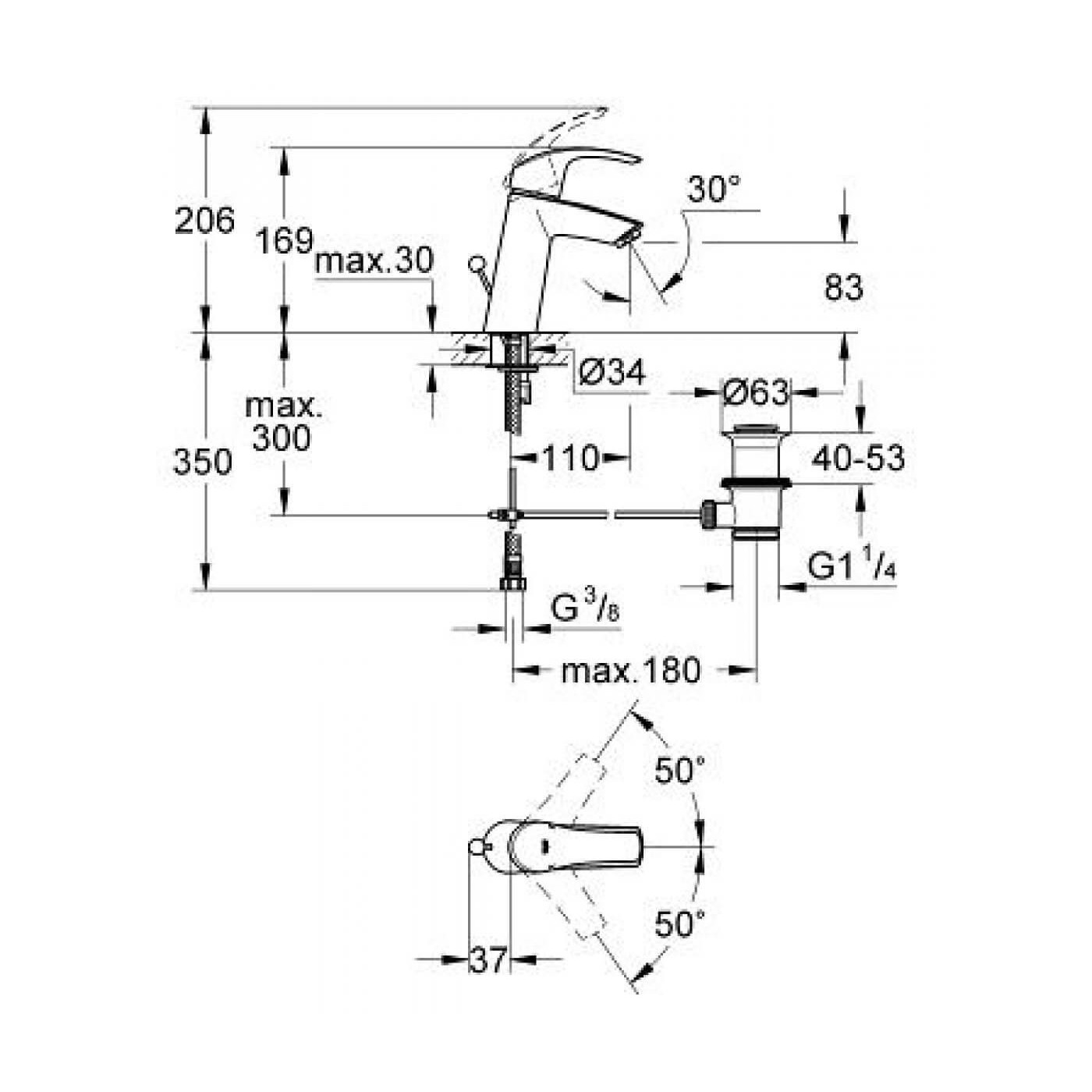 Bateria Umywalkowa Rozmiar M Eurosmart 23322001 Grohe Bateria Umywalkowa Rozmiar M Eurosmart 23322001 Grohe