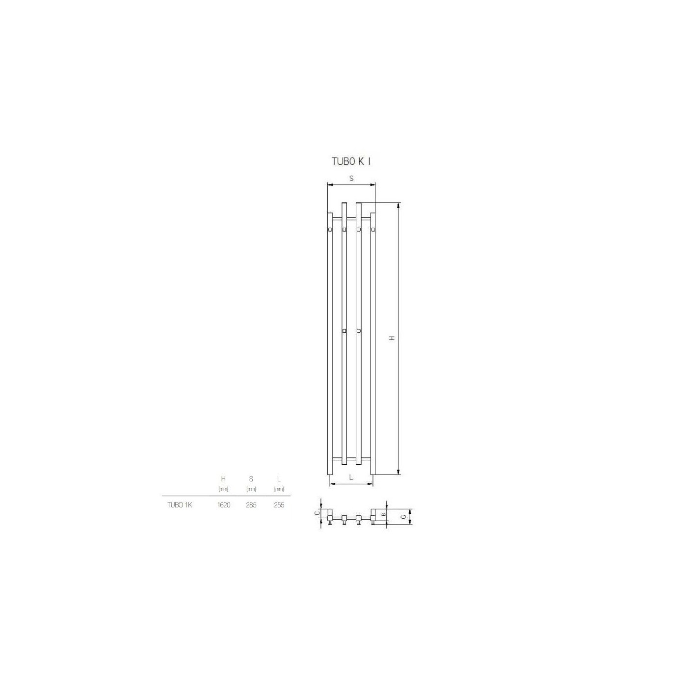 Grzejnik Tubo 1K Kwadratowy 1620x285 Saturn 2 Radeco Grzejnik Tubo 1K Kwadratowy 1620x285 Saturn 2 Radeco
