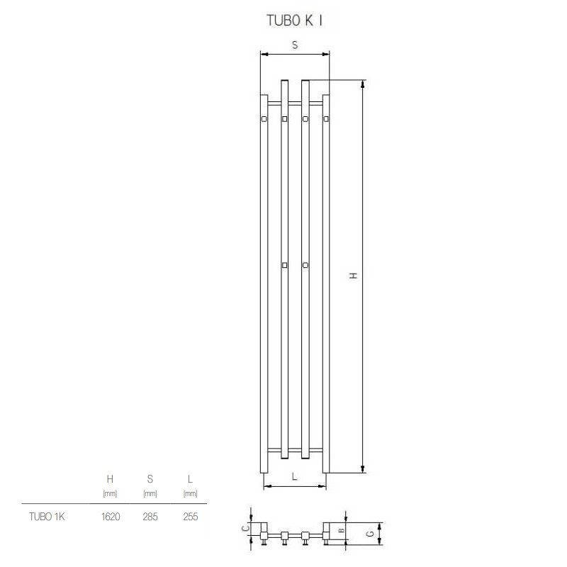Grzejnik Tubo 1K Kwadratowy 1620x285 Saturn 2 Radeco Grzejnik Tubo 1K Kwadratowy 1620x285 Saturn 2 Radeco