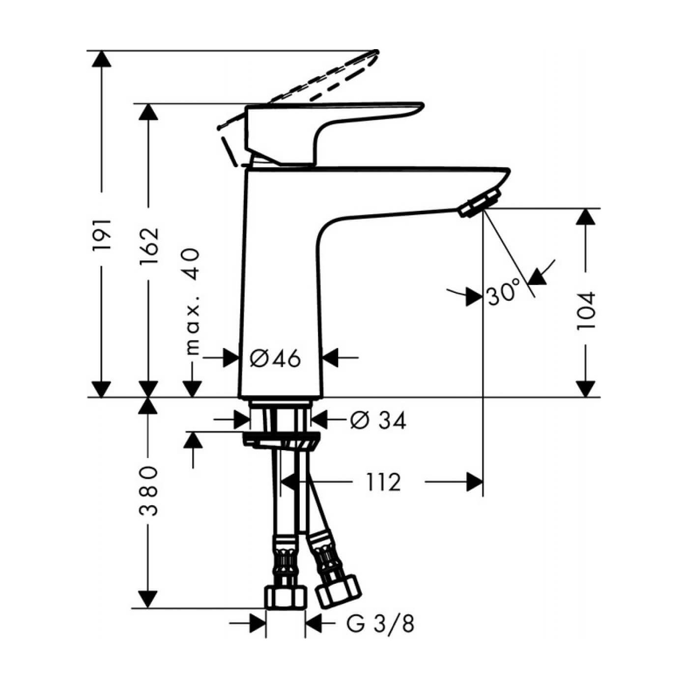 Bateria Umywalkowa Bez Kompletu Odpływowego Talis E 110 71712000 Hansgrohe Bateria Umywalkowa Bez Kompletu Odpływowego Talis E 110 71712000 Hansgrohe