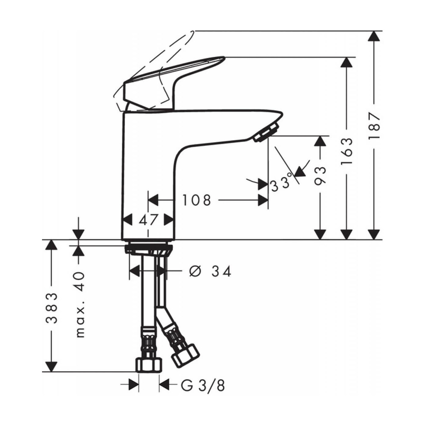 Bateria Umywalkowa Logis 100 Bez Kompletu Odpływowego 71101000 Hansgrohe Bateria Umywalkowa Logis 100 Bez Kompletu Odpływowego 71101000 Hansgrohe