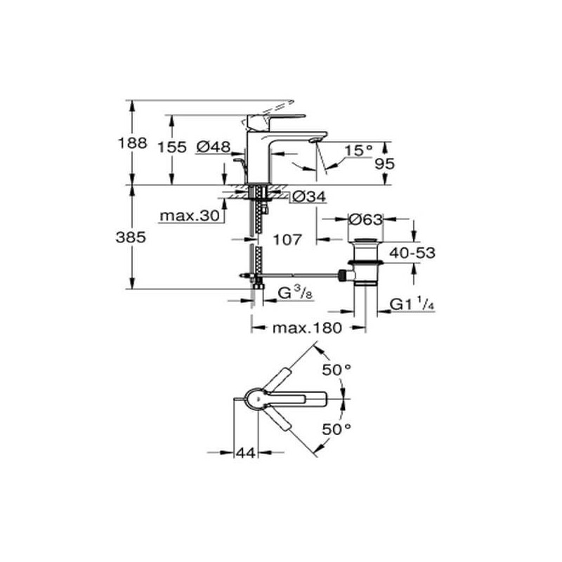 Bateria Umywalkowa Rozmiar XS Lineare 32109001 Grohe Bateria Umywalkowa Rozmiar XS Lineare 32109001 Grohe