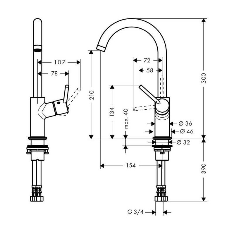 Bateria Umywalkowa Talis S2 Wysoka 32082000 Hansgrohe Bateria Umywalkowa Talis S2 Wysoka 32082000 Hansgrohe