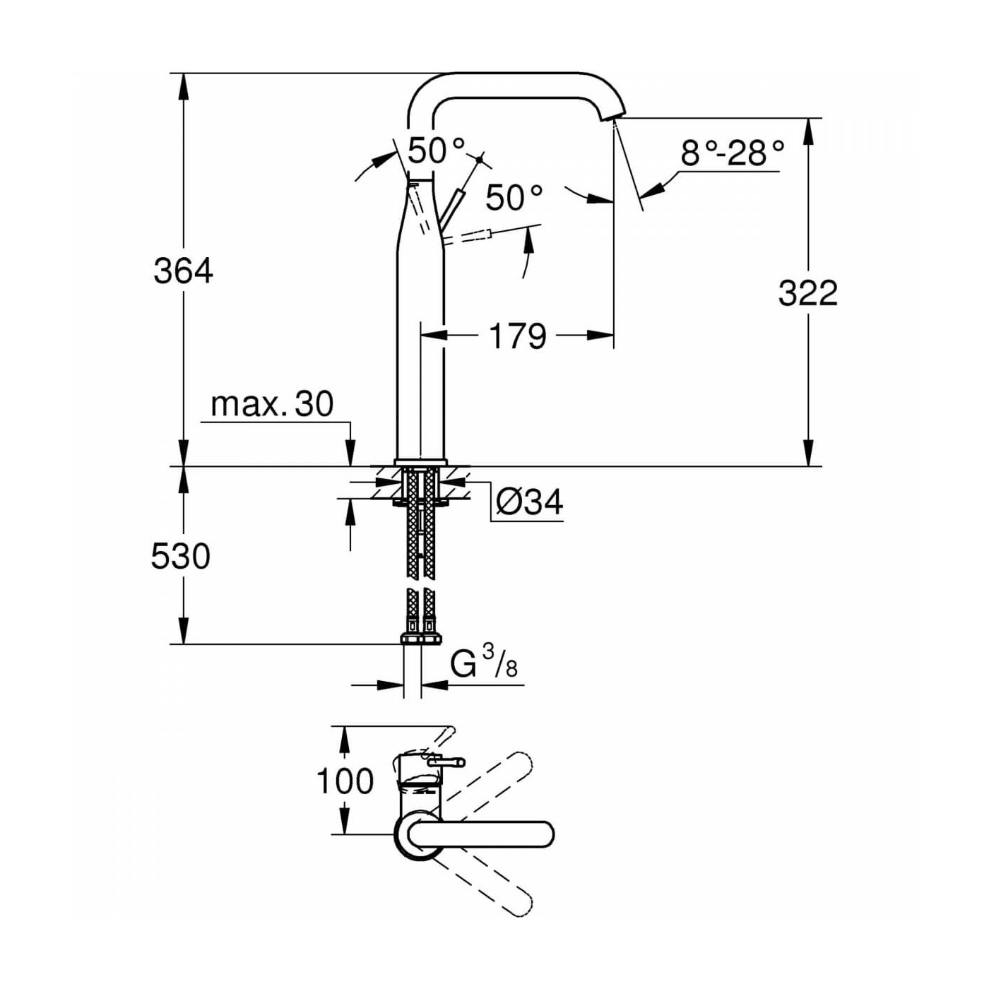 Bateria Umywalkowa Essence XL 32901001 Grohe Bateria Umywalkowa Essence XL 32901001 Grohe