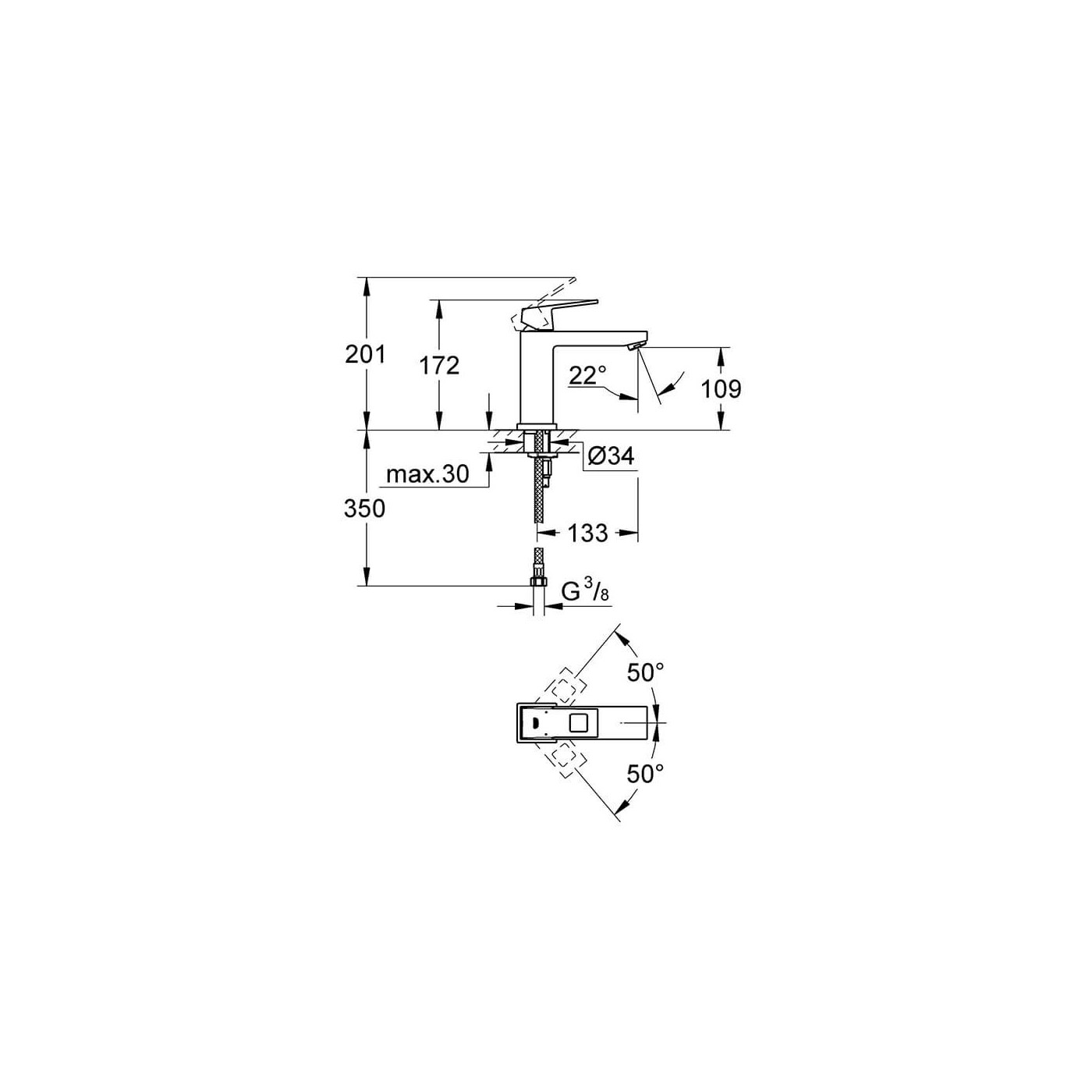 Bateria Umywalkowa Eurocube M 23446000 Grohe Bateria Umywalkowa Eurocube M 23446000 Grohe