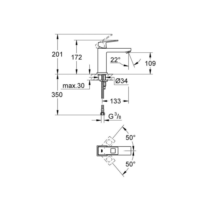 Bateria Umywalkowa Eurocube M 23446000 Grohe Bateria Umywalkowa Eurocube M 23446000 Grohe