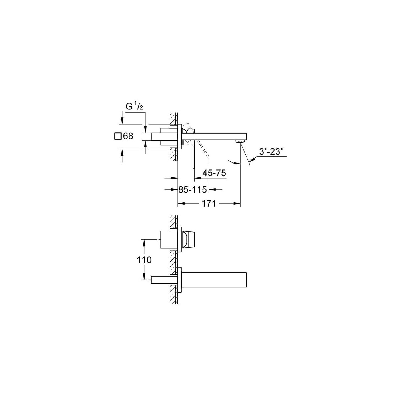 Bateria Umywalkowa Eurocube 2-Otworowa S 19895000 Grohe Bateria Umywalkowa Eurocube 2-Otworowa S 19895000 Grohe