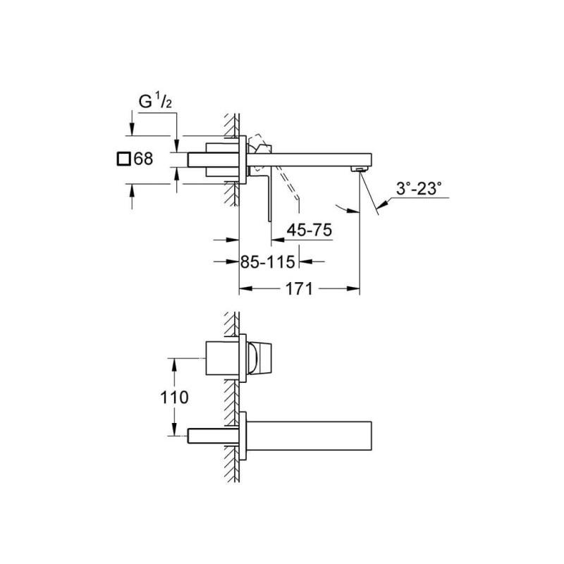 Bateria Umywalkowa Eurocube 2-Otworowa S 19895000 Grohe Bateria Umywalkowa Eurocube 2-Otworowa S 19895000 Grohe