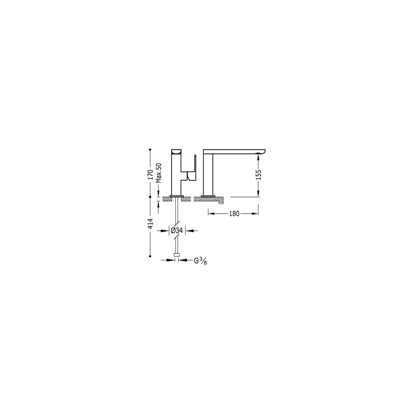 Bateria Umywalkowa Loft Tres Wylewka Kwadratowa 20020501 Tres Bateria Umywalkowa Loft Tres Wylewka Kwadratowa 20020501 Tres
