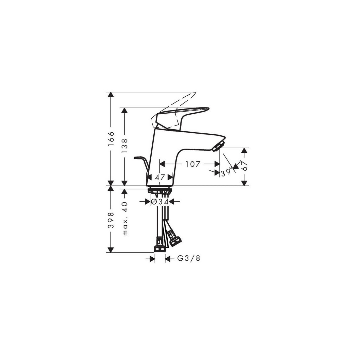 Bateria Umywalkowa 70 Chrom 71078000 Hansgrohe Bateria Umywalkowa 70 Chrom 71078000 Hansgrohe