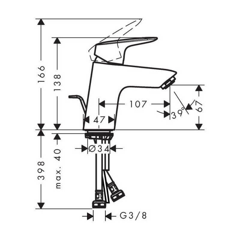Bateria Umywalkowa 70 Chrom 71078000 Hansgrohe Bateria Umywalkowa 70 Chrom 71078000 Hansgrohe