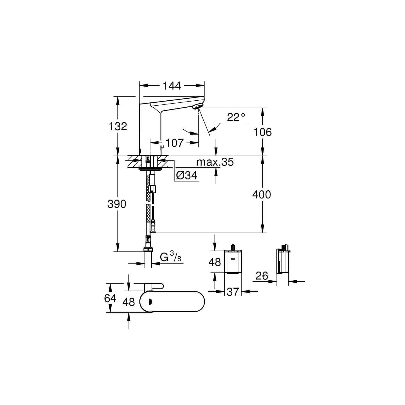 Bateria Umywalkowa Eurosmart Cosmopolitan E 36327001 Grohe Bateria Umywalkowa Eurosmart Cosmopolitan E 36327001 Grohe