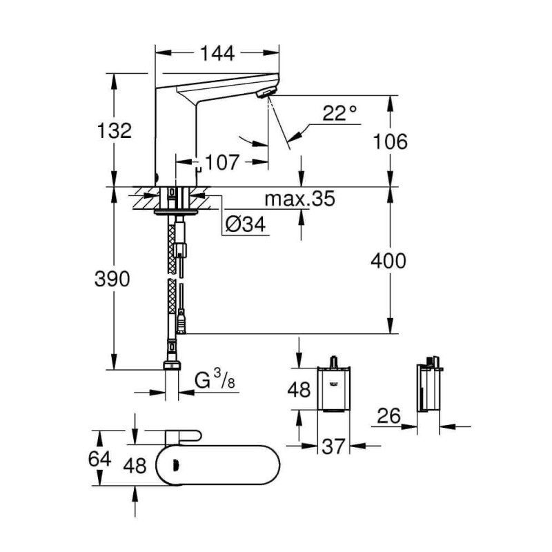 Bateria Umywalkowa Eurosmart Cosmopolitan E 36327001 Grohe Bateria Umywalkowa Eurosmart Cosmopolitan E 36327001 Grohe