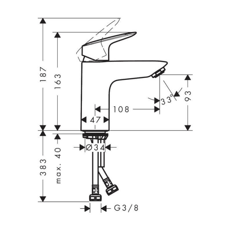 Bateria Umywalkowa Logis Comfort Zone 100 Push Open 71107000 Hansgrohe Bateria Umywalkowa Logis Comfort Zone 100 Push Open 71107000 Hansgrohe