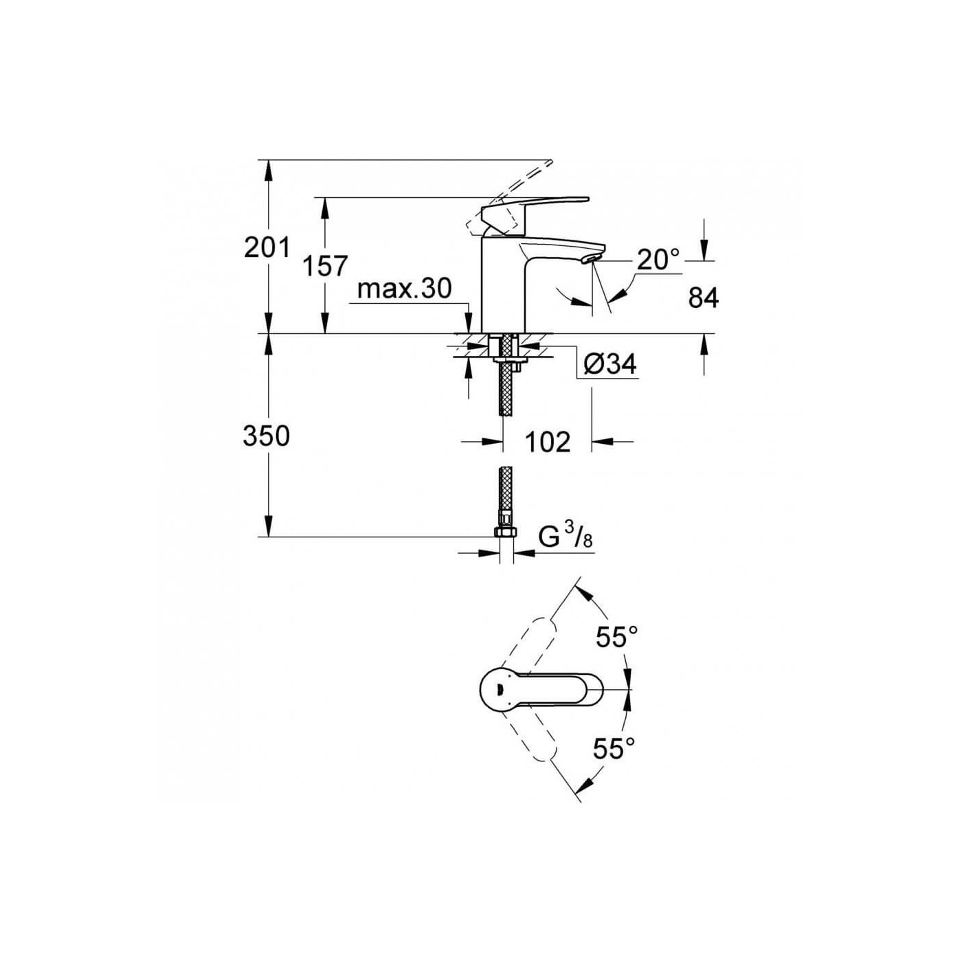 Bateria Umywalkowa Rozmiar S Eurostyle Cosmopolitan 3246820E Grohe Bateria Umywalkowa Rozmiar S Eurostyle Cosmopolitan 3246820E Grohe