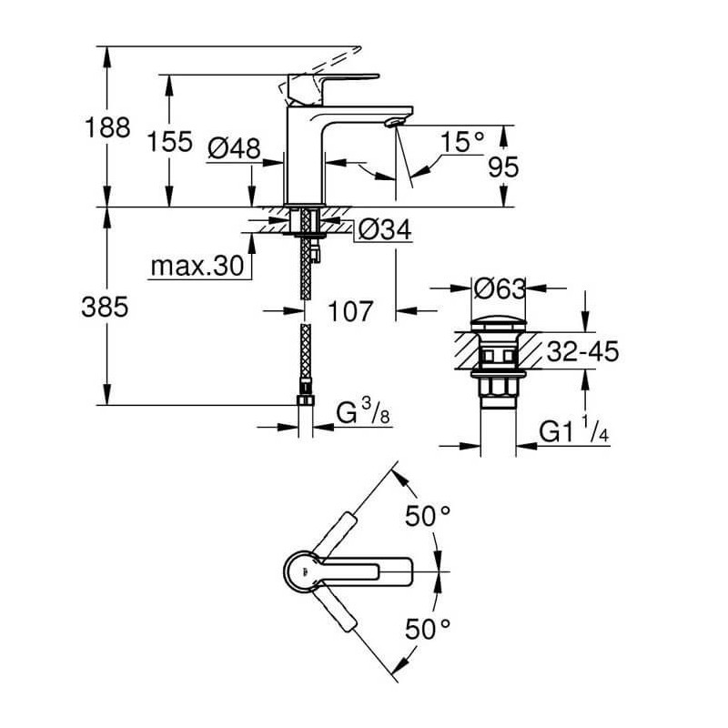 Bateria Umywalkowa Rozmiar XS Lineare 23791001 Grohe Bateria Umywalkowa Rozmiar XS Lineare 23791001 Grohe