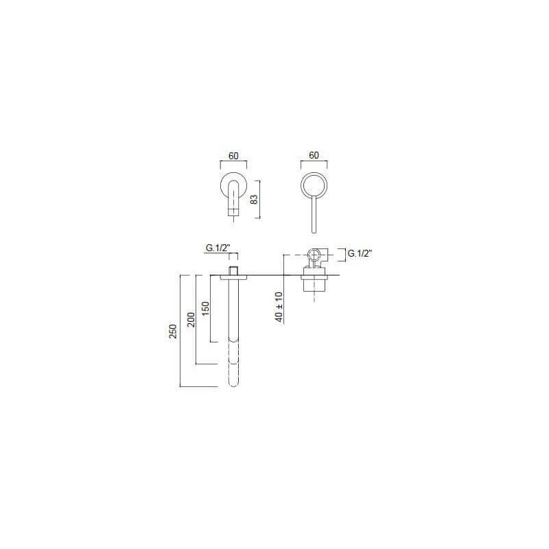 Bateria Umywalkowa Podtynkowa Z Wylewką 25cm Futuro Czarny Mat 6520-25/CZAR Giulini Giovanni Bateria Umywalkowa Podtynkowa Z Wylewką 25cm Futuro Czarny Mat 6520-25/CZAR Giulini Giovanni