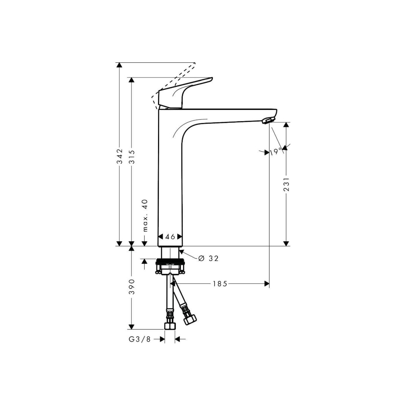Bateria Umywalkowa Focus 230 Wysoka 31532000 HANSGROHE Bateria Umywalkowa Focus 230 Wysoka 31532000 HANSGROHE