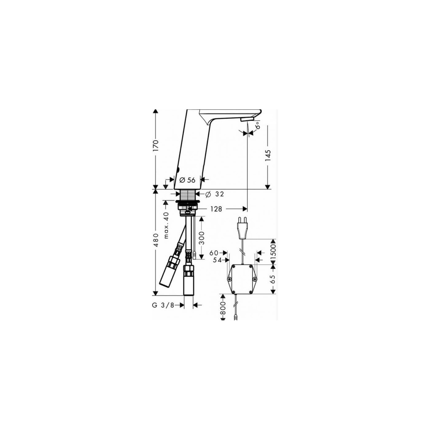 Bateria Umywalkowa Elektroniczna Metris S 230V 31102000 HANSGROHE Bateria Umywalkowa Elektroniczna Metris S 230V 31102000 HANSGROHE