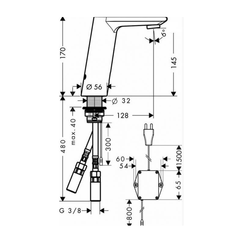 Bateria Umywalkowa Elektroniczna Metris S 230V 31102000 HANSGROHE Bateria Umywalkowa Elektroniczna Metris S 230V 31102000 HANSGROHE