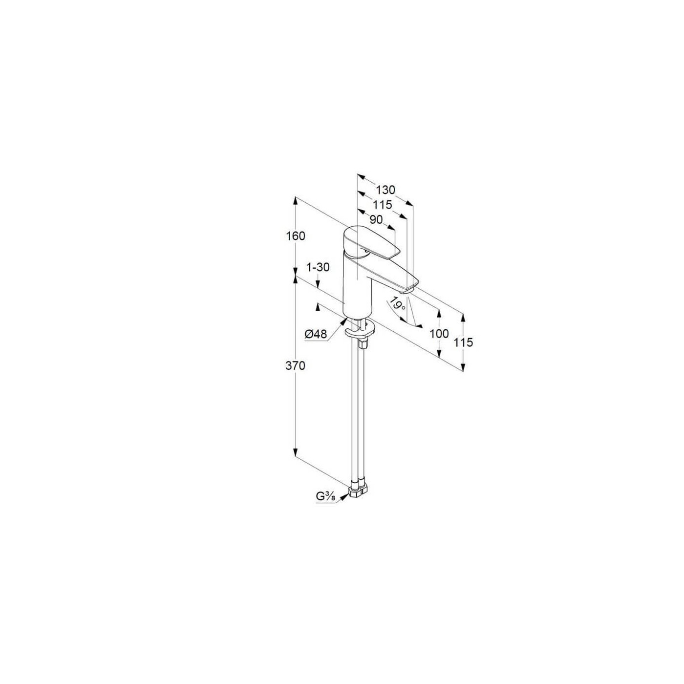 Bateria Umywalkowa Pure&Solid 100 B/K 342920575 Kludi Bateria Umywalkowa Pure&Solid 100 B/K 342920575 Kludi