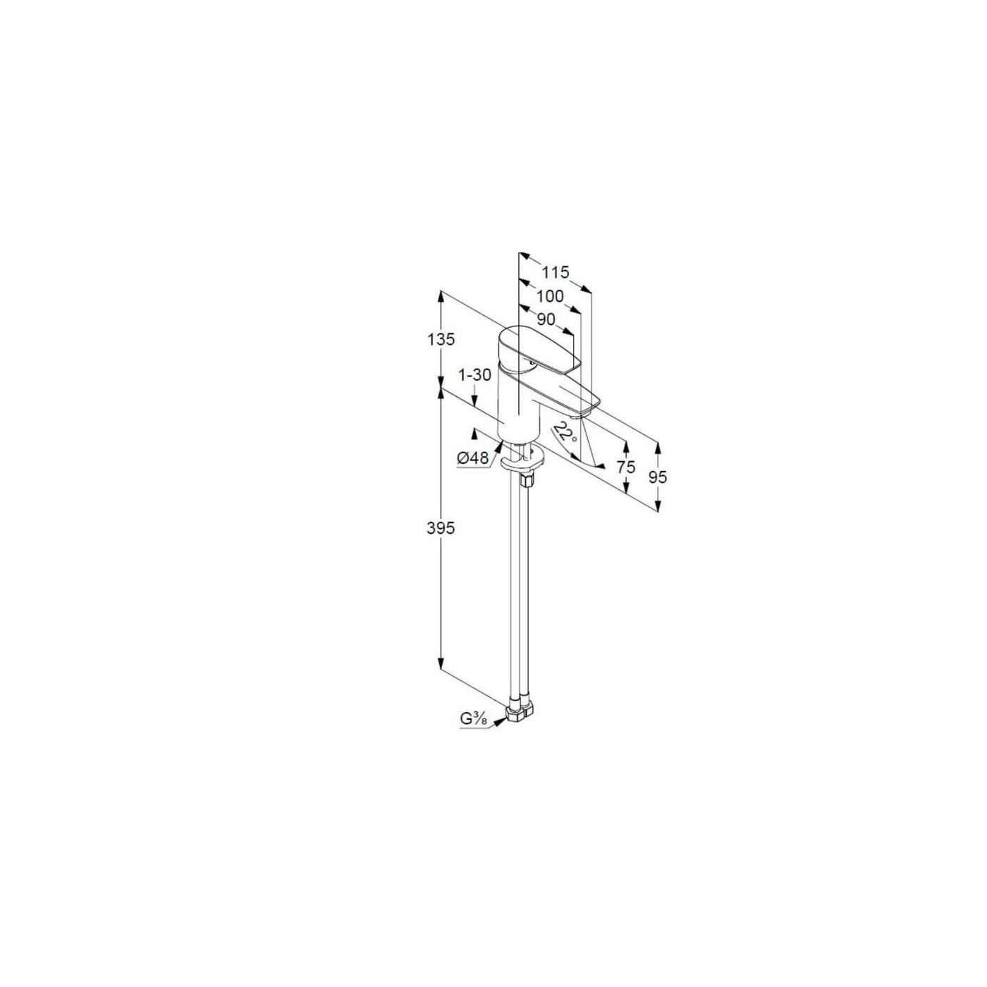 Bateria Umywalkowa Pure&Solid 75 B/K 340280575 Kludi Bateria Umywalkowa Pure&Solid 75 B/K 340280575 Kludi