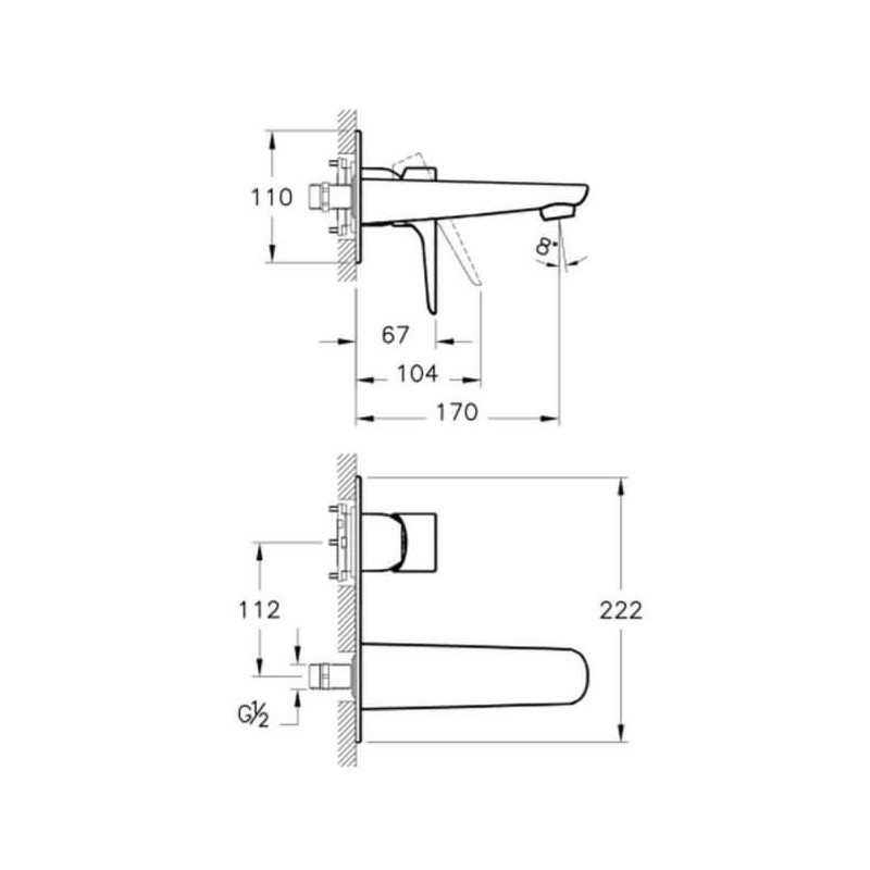 Bateria Umywalkowa X-Line Ścienna P/T A42399EXP Vitra Bateria Umywalkowa X-Line Ścienna P/T A42399EXP Vitra