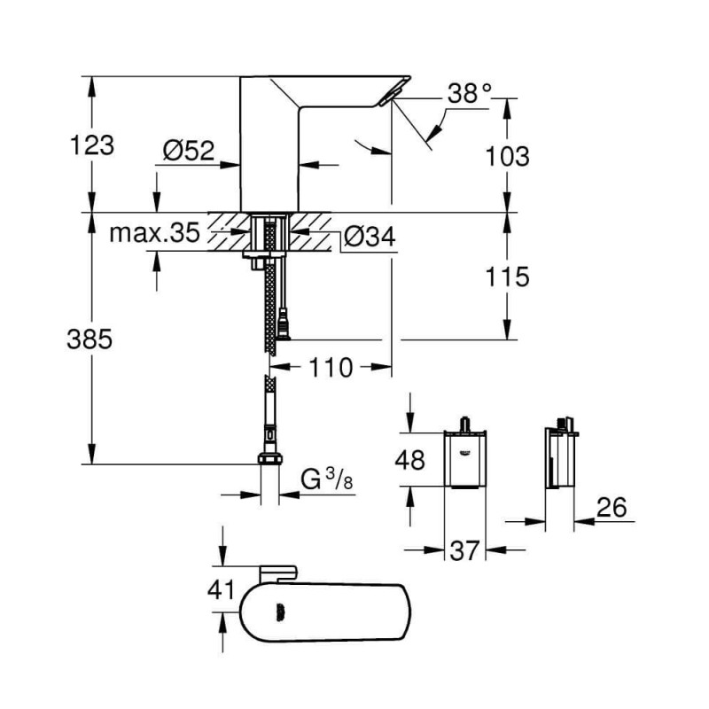 Bateria Umywalkowa Baucosmo E Basin 6V S 36451000 Grohe Bateria Umywalkowa Baucosmo E Basin 6V S 36451000 Grohe