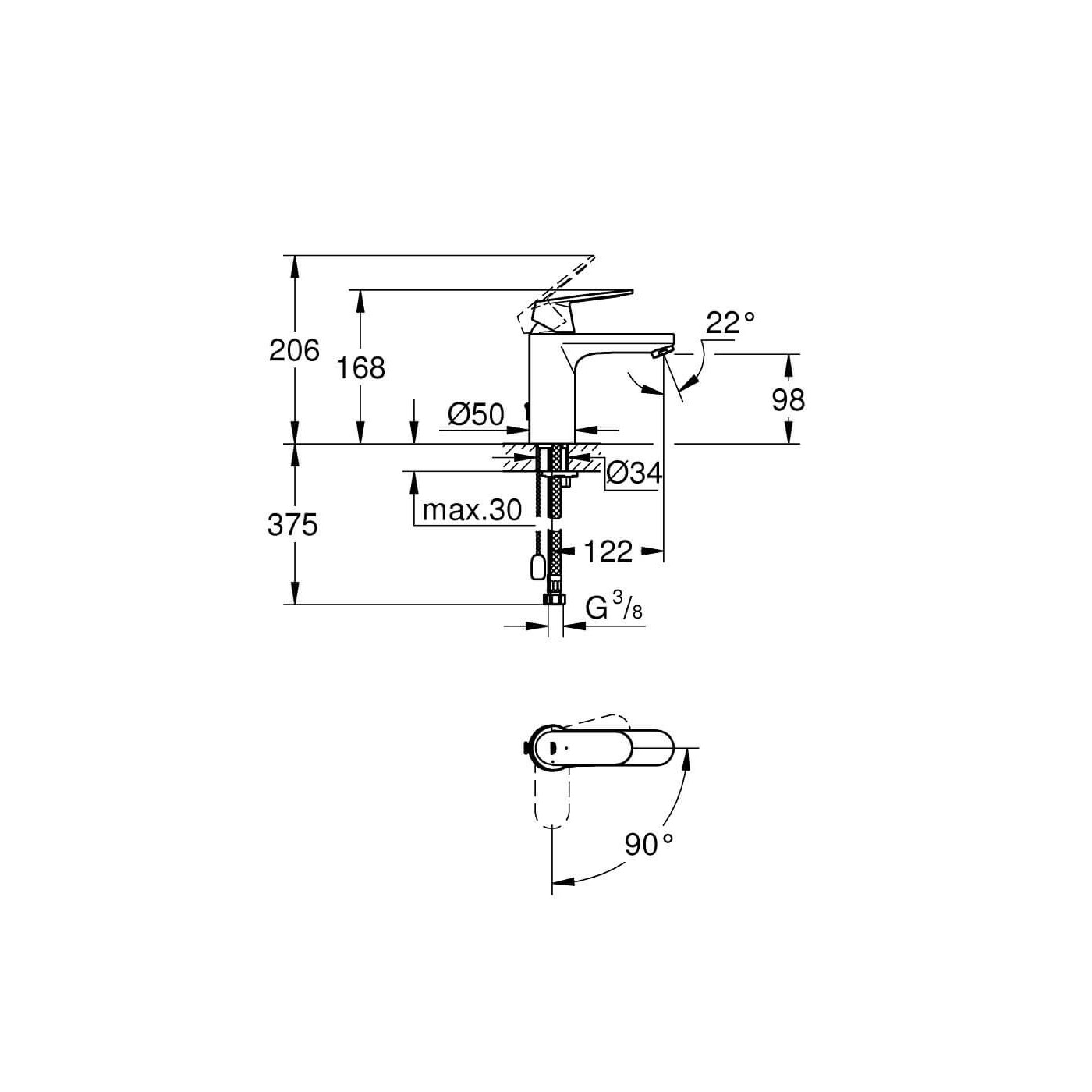 Bateria Umywalkowa Rozmiar M Eurosmart Cosmopolitan 2339700E Grohe Bateria Umywalkowa Rozmiar M Eurosmart Cosmopolitan 2339700E Grohe