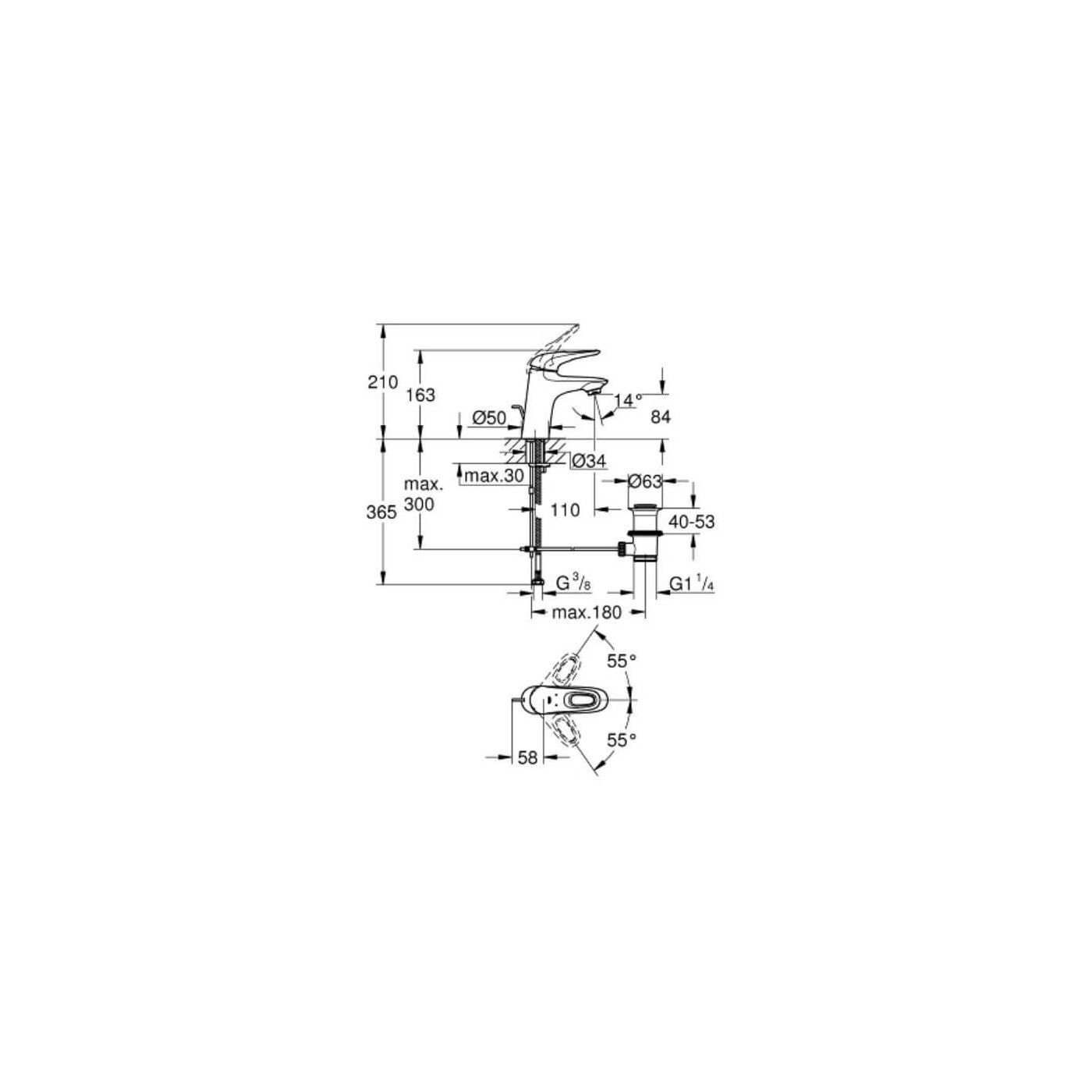 Bateria Umywalkowa Rozmiar S Eurostyle Moon White/Chrom 33558LS3 Grohe Bateria Umywalkowa Rozmiar S Eurostyle Moon White/Chrom 33558LS3 Grohe