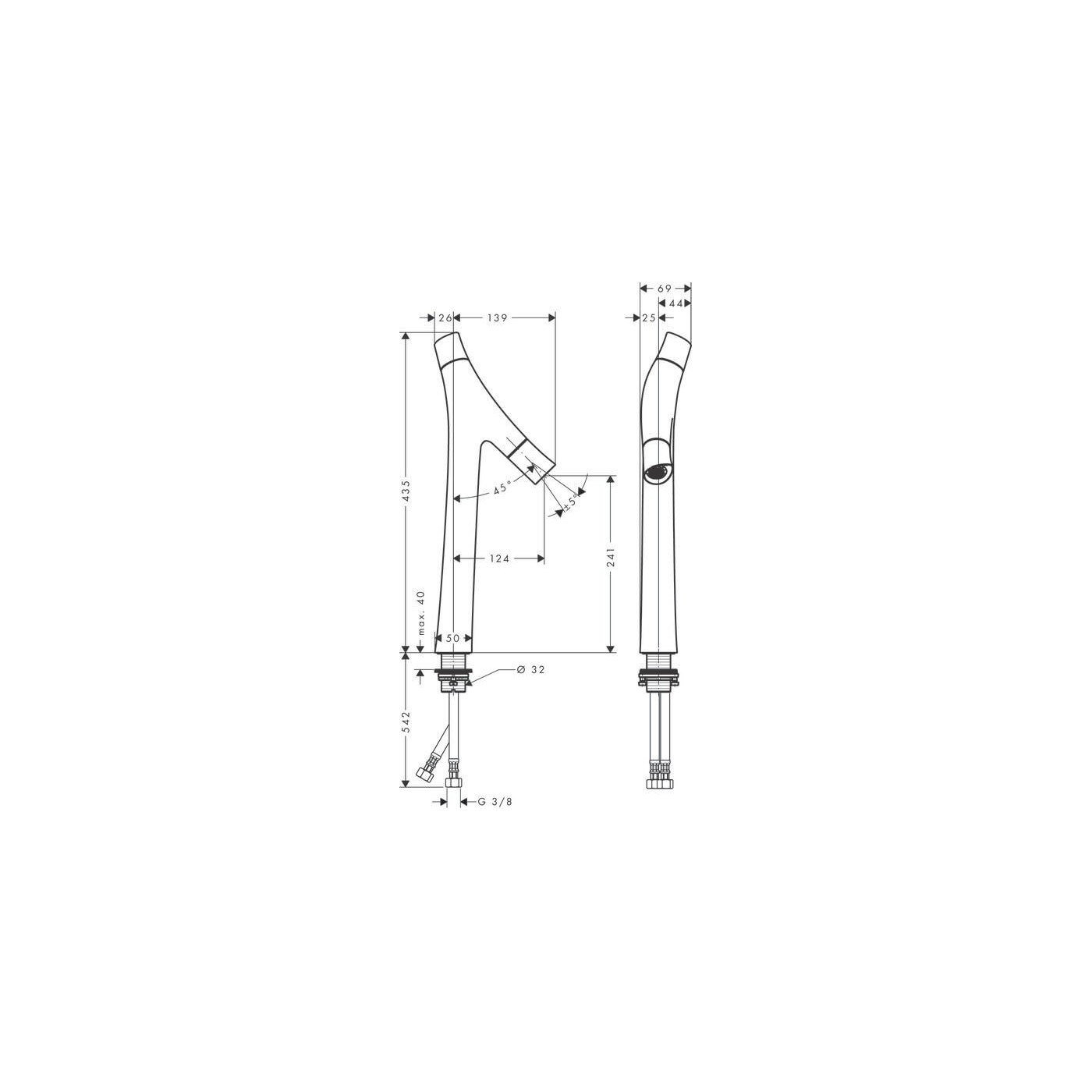 Bateria Umywalkowa Axor Starck Chrom 12013000 Hansgrohe Bateria Umywalkowa Axor Starck Chrom 12013000 Hansgrohe