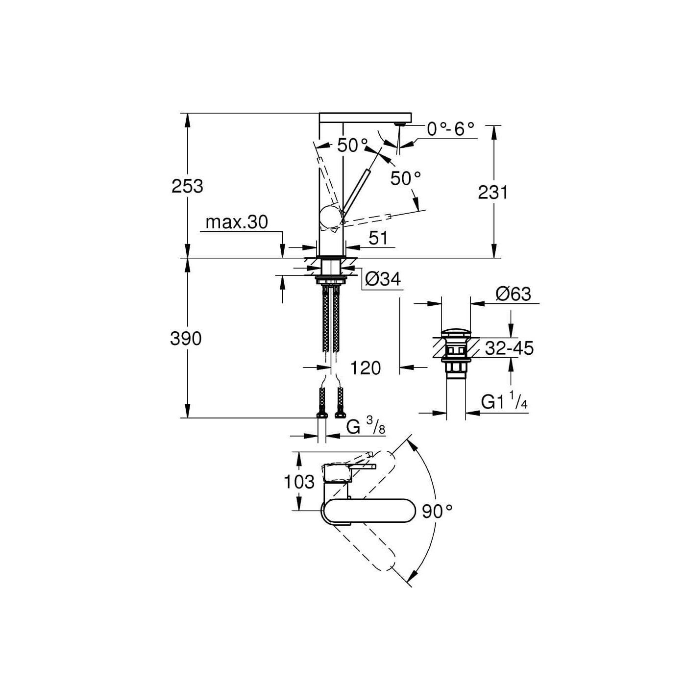 Bateria Umywalkowa Rozmiar L GROHE Plus 23873003 Grohe Bateria Umywalkowa Rozmiar L GROHE Plus 23873003 Grohe