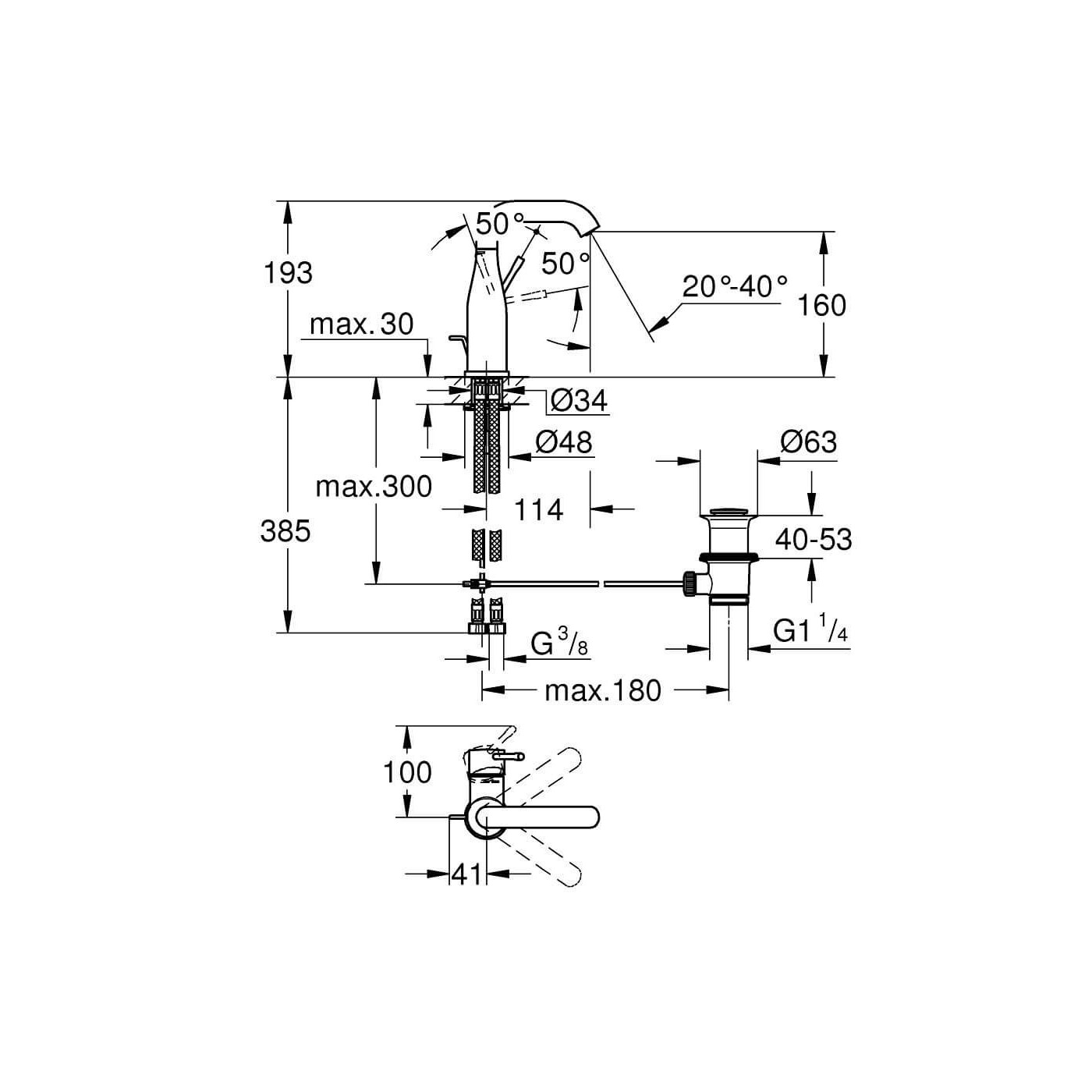 Bateria Umywalkowa Rozmiar M Essence Brushed Cool Sunrise 24173GN1 Grohe Bateria Umywalkowa Rozmiar M Essence Brushed Cool Sunrise 24173GN1 Grohe