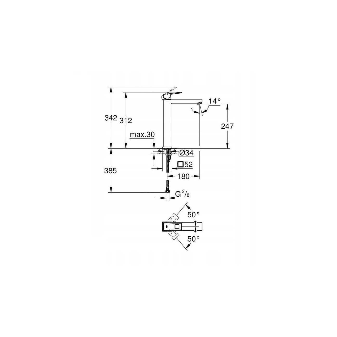 Bateria Umywalkowa Eurocube Stal Nierdzewna 23406DC0 Grohe Bateria Umywalkowa Eurocube Stal Nierdzewna 23406DC0 Grohe