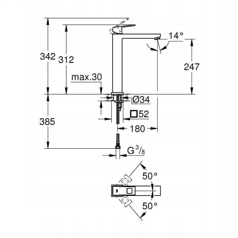 Bateria Umywalkowa Eurocube Stal Nierdzewna 23406DC0 Grohe Bateria Umywalkowa Eurocube Stal Nierdzewna 23406DC0 Grohe