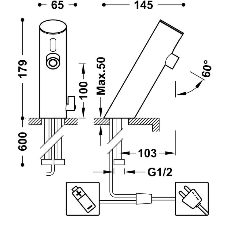 Bateria Umywalkowa Elektroniczna Basic 39210301 Tres Bateria Umywalkowa Elektroniczna Basic 39210301 Tres