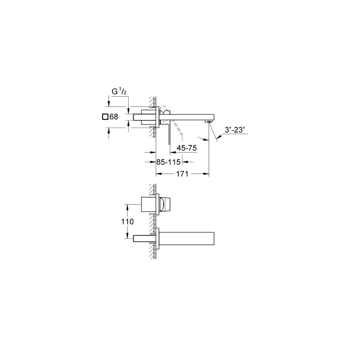 Bateria Umywalkowa Eurocube Podtynkowa S Brushed Hard Graphite 19895AL0 Grohe Bateria Umywalkowa Eurocube Podtynkowa S Brushed Hard Graphite 19895AL0 Grohe