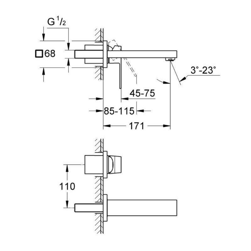 Bateria Umywalkowa Eurocube Podtynkowa S Brushed Hard Graphite 19895AL0 Grohe Bateria Umywalkowa Eurocube Podtynkowa S Brushed Hard Graphite 19895AL0 Grohe
