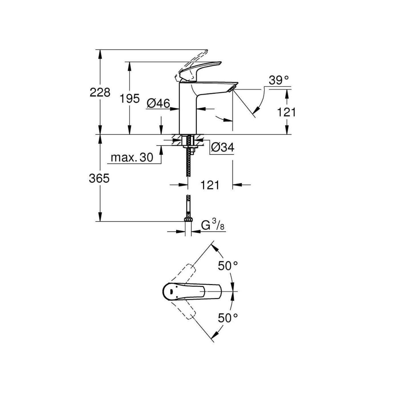 Bateria Umywalkowa Prosta New M Eurosmart Grohe Bateria Umywalkowa Prosta New M Eurosmart Grohe