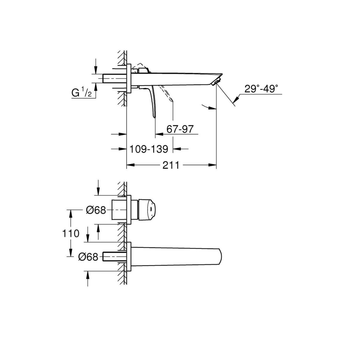 Bateria Umywalkowa Podtynkowa Eurosmart Rozmiar M 29338003 Grohe Bateria Umywalkowa Podtynkowa Eurosmart Rozmiar M 29338003 Grohe