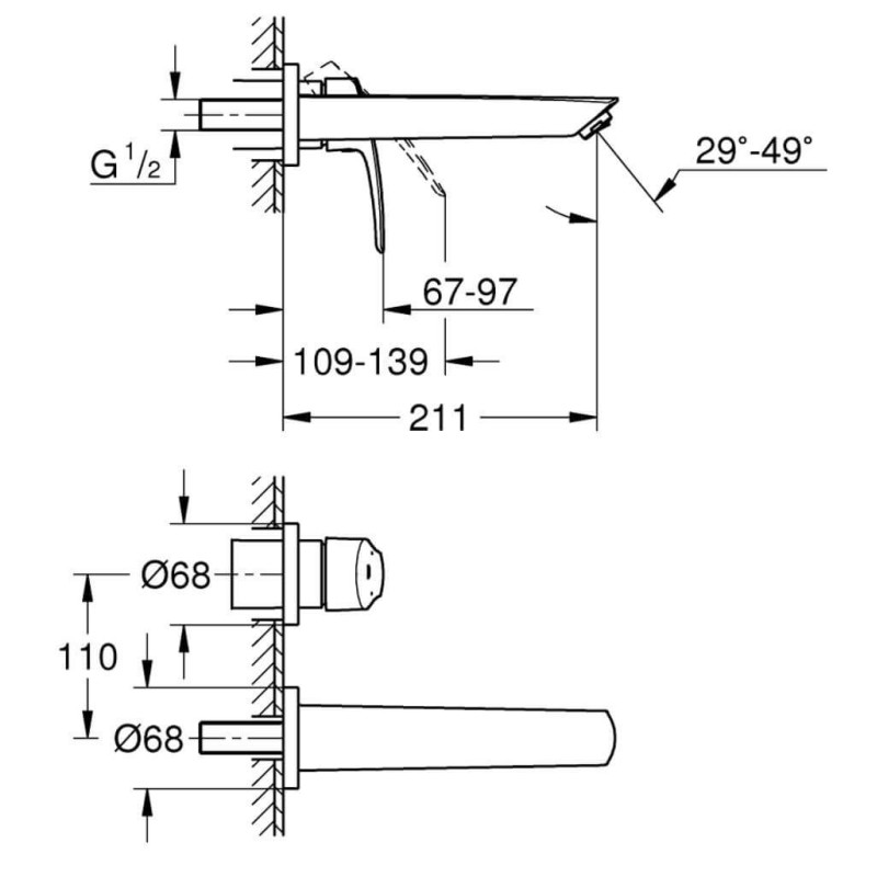 Bateria Umywalkowa Podtynkowa Eurosmart Rozmiar M 29338003 Grohe Bateria Umywalkowa Podtynkowa Eurosmart Rozmiar M 29338003 Grohe