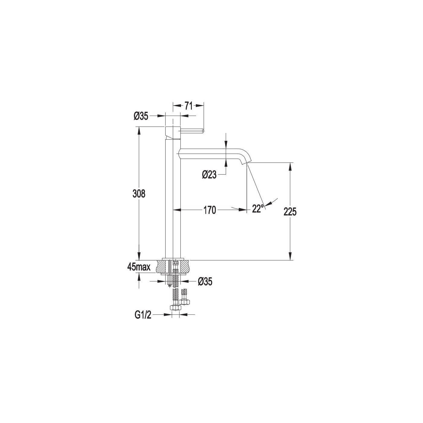 Bateria Umywalkowa Wysoka Czarna Y1212BL Omnires Bateria Umywalkowa Wysoka Czarna Y1212BL Omnires