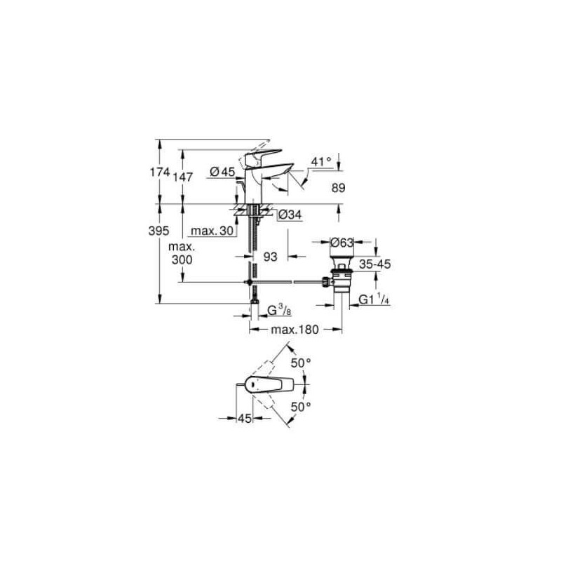 Bateria Umywalkowa Start Edge FastFixation Rozmiar S Chrom 24196001 Grohe Bateria Umywalkowa Start Edge FastFixation Rozmiar S Chrom 24196001 Grohe